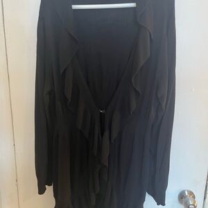 Style & Co. Black Ruffle-Front Cardigan
